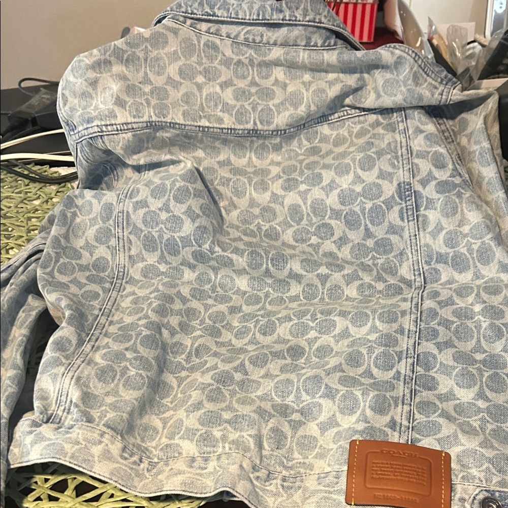 Coach Light Blue Patterned Denim Jacket - image 7